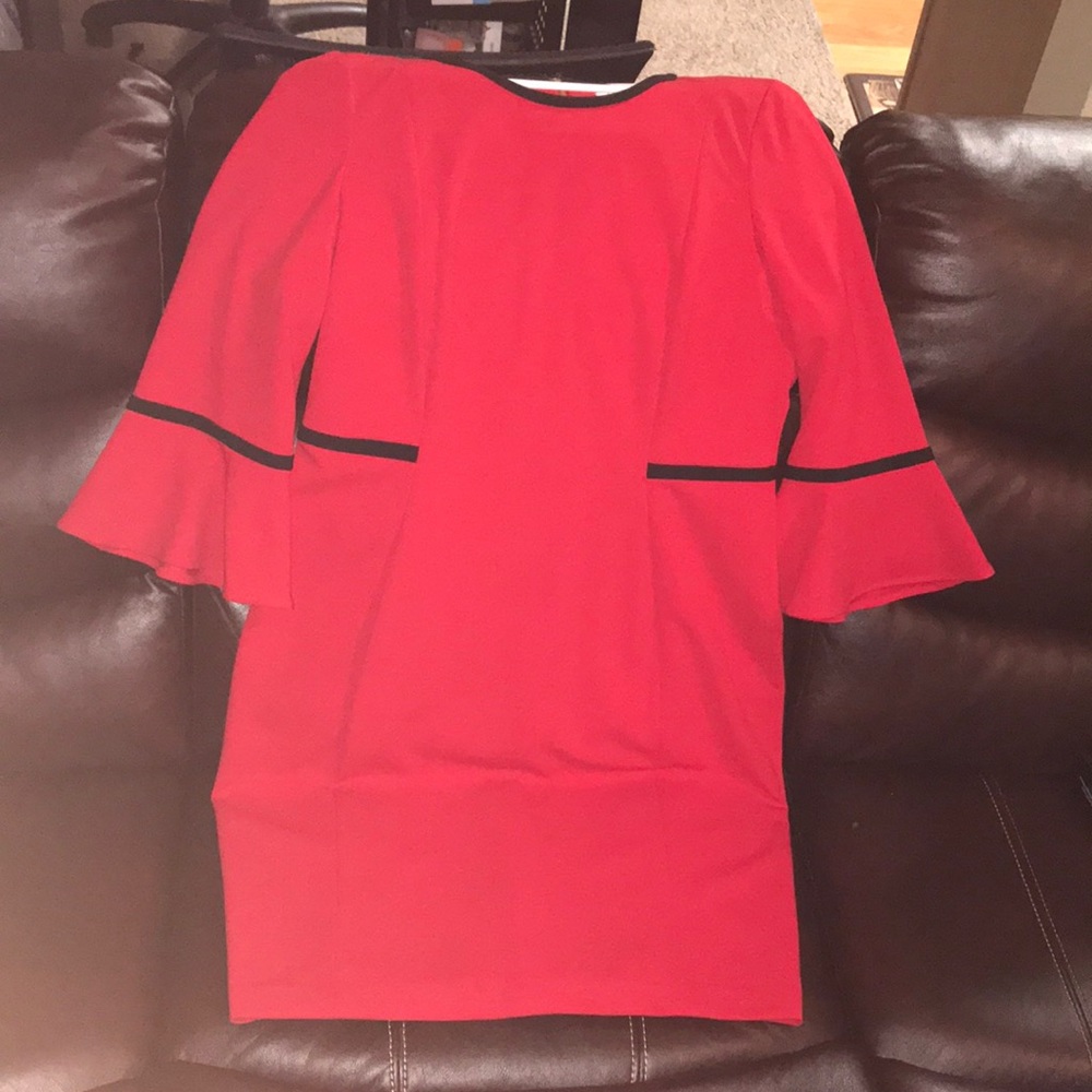 red Calvin Klein dress